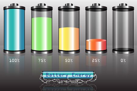 Battery with various loads and colorsのイラスト素材