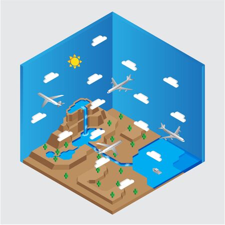 Illustration of desert earth concept in isometric viewのイラスト素材