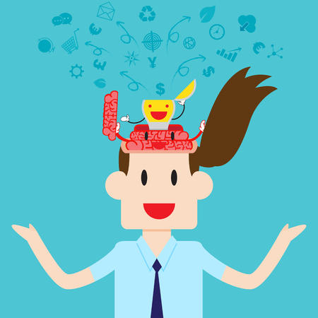 Building idea concept. Cartoon flat design. Vector illustrationのイラスト素材