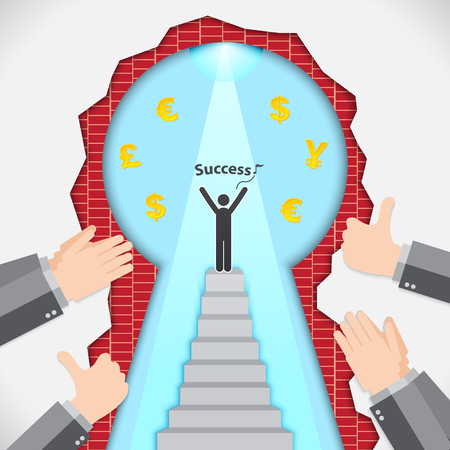 Wall Business Success Concept. Vector Illustrationのイラスト素材