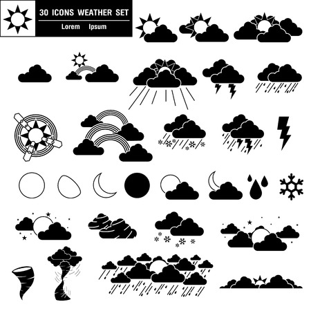30 Icons weather set illustrationのイラスト素材