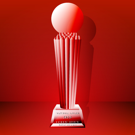 Crystal trophy certificate design template on red background. Vector Illustrationのイラスト素材