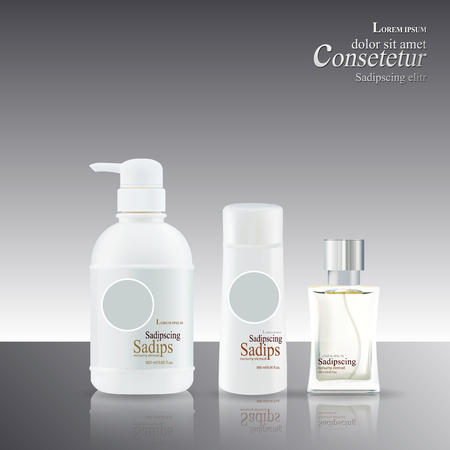 Set of containers for cosmetics. Vector Illustrationのイラスト素材