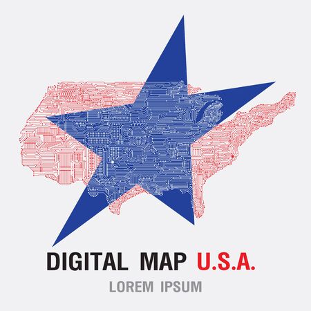 United State of America Digital Map. Vector Illustration.のイラスト素材