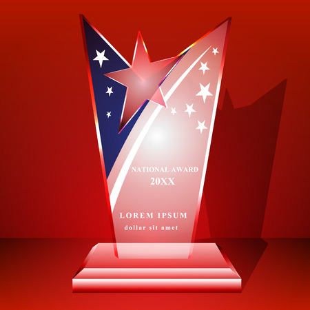 Award for crystal trophy certificate design template on red background.のイラスト素材