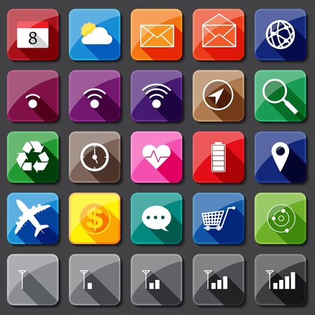 25 Flat icons Application for device. Vector illustrationのイラスト素材