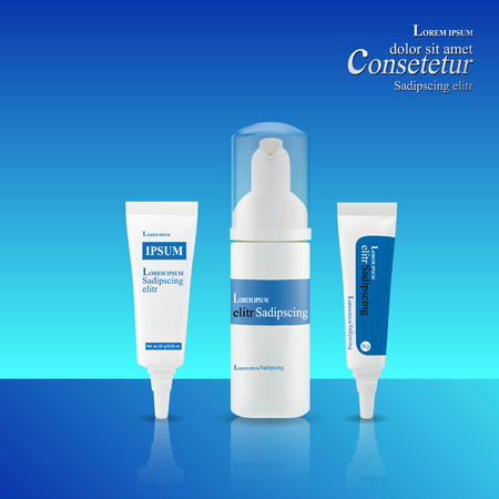 Clear set of containers for cosmetics Vector Illustrationのイラスト素材