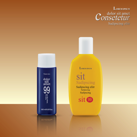 Set of containers for cosmetics Vector Illustration in brown.のイラスト素材