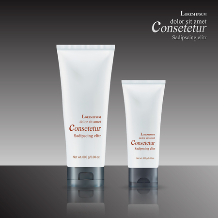 Set of containers for cosmetics. Vector Illustration in gray.のイラスト素材