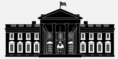 Black Silhouette White House Isolated on white background. Vector Illustrationのイラスト素材