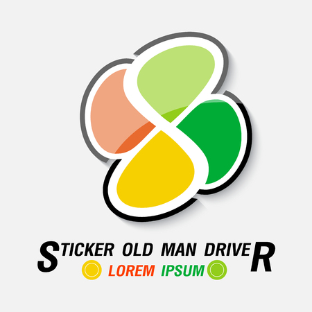 Sticker for Old Man Driver. vector Illustrationのイラスト素材