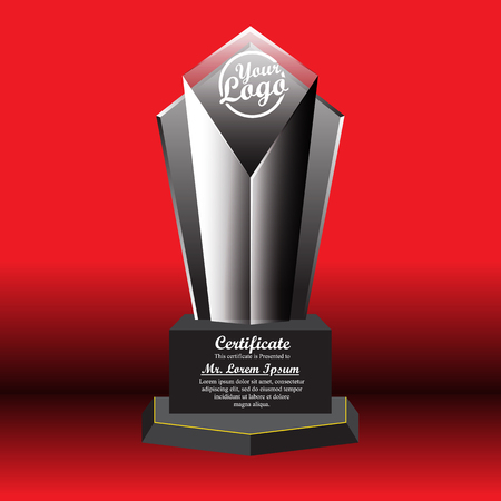 Crystal trophy certificate design template on red background.のイラスト素材