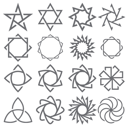 Abstract 16 Star and Shape Twist. Vector Illustrationのイラスト素材