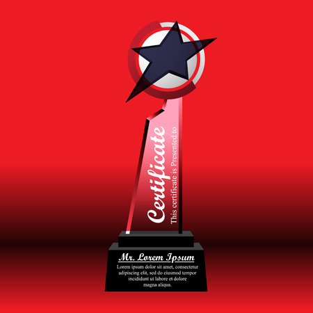 Crystal trophy certificate design template. Vector Illustrationのイラスト素材