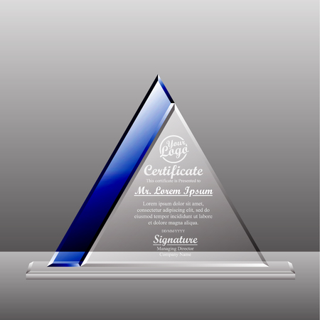 Crystal trophy certificate design template. Vector Illustrationのイラスト素材