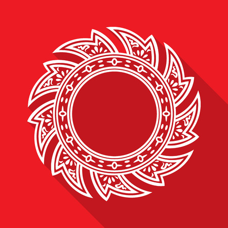Abstract Thai style white Rowel isolated on red background. vector illustrationのイラスト素材