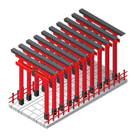 3D Isometric Square Torii gate isolated on white backgroundのイラスト素材