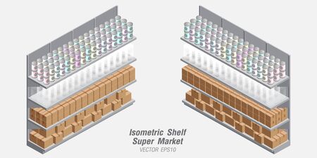 isometric Shelf Supermarket Backgroundのイラスト素材