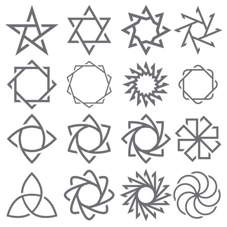 Abstract 16 Star and Shape Twist. Vector Illustrationのイラスト素材