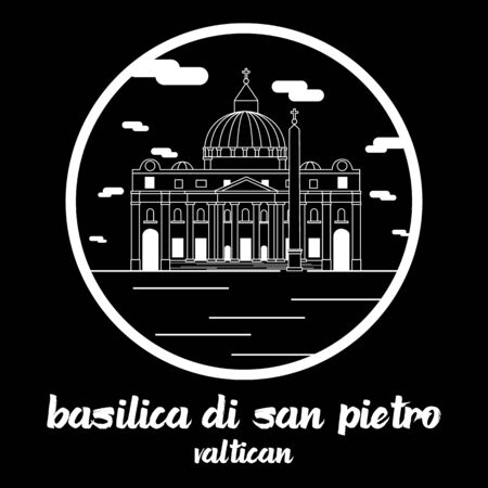 Circle icon line Basilica di San Pietro. vector illustrationのイラスト素材