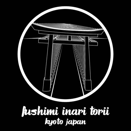Circle icon line Fushimi Inari Torii. vector illustrationのイラスト素材