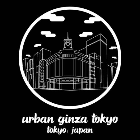Circle icon line Urban Ginza Tokyo Japan. vector illustrationのイラスト素材