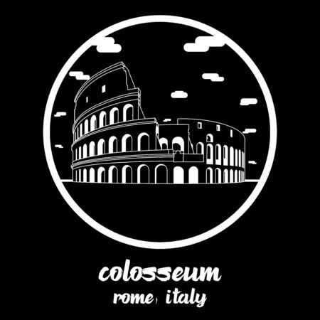 Circle icon line colosseum. vector illustrationのイラスト素材