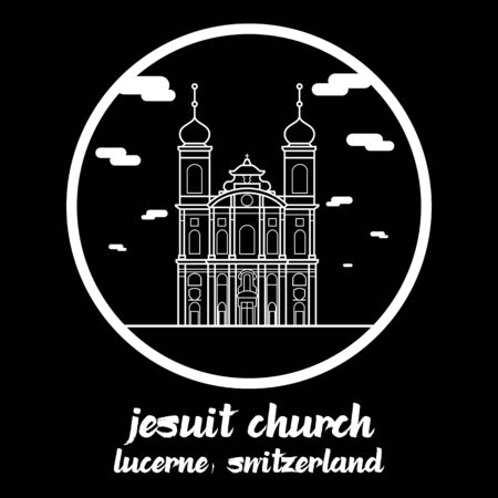 Circle icon line Jesuit Church. vector illustrationのイラスト素材