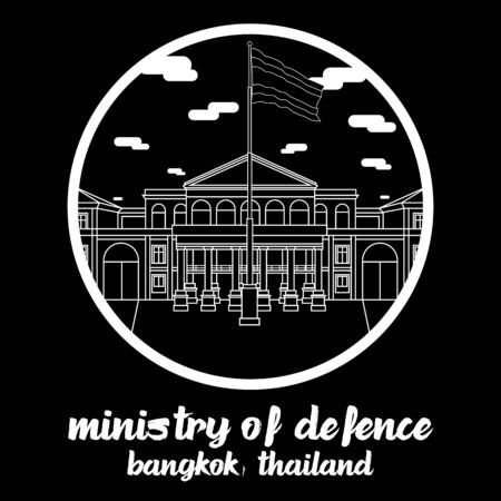 Circle icon line Ministry of Defence of Thailand in Bangkok Thailand. icon vector illustrationのイラスト素材