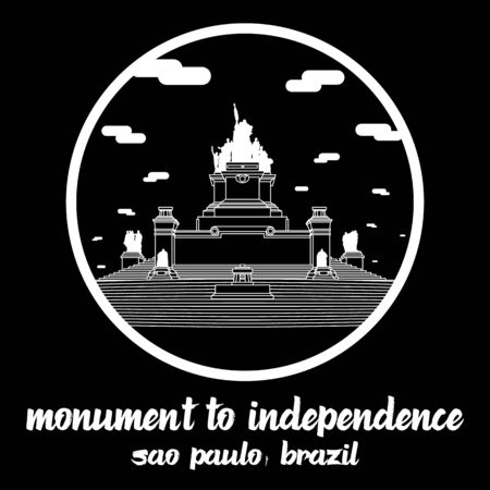 Circle icon line Monument to Independence. vector illustrationのイラスト素材