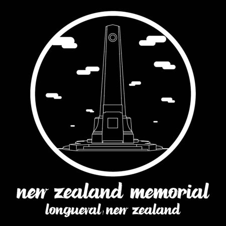 Circle icon line New Zealand Memorial in Longueval New zealand. icon vector illustrationのイラスト素材