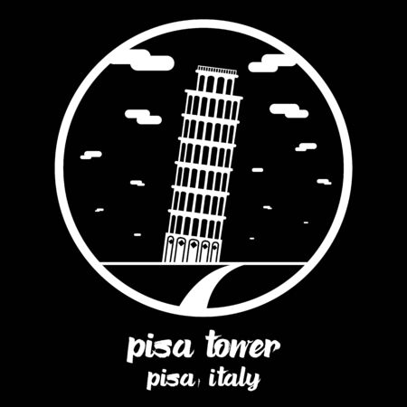 Circle icon line Pisa Tower. vector illustrationのイラスト素材