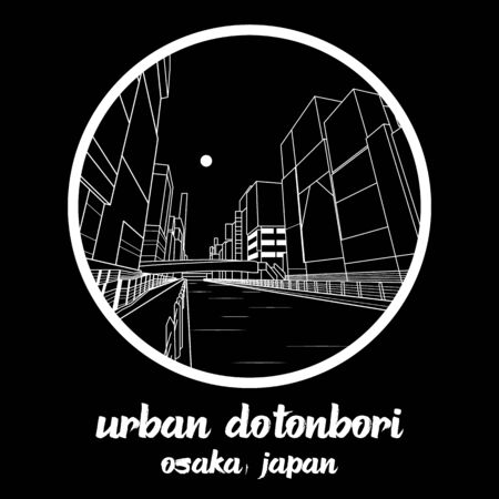 Circle icon line Urban Dotonbori. vector illustrationのイラスト素材