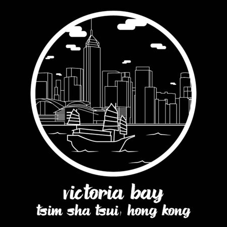 Circle icon line Victoria Bay. vector illustrationのイラスト素材