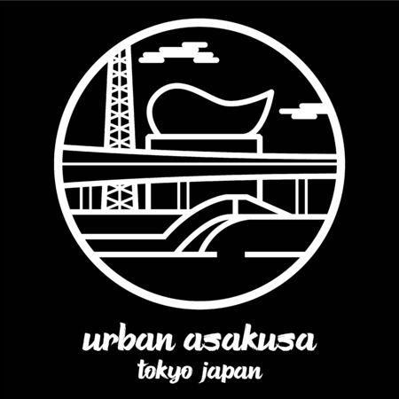 Circle icon line urban Asakusa. vector illustrationのイラスト素材