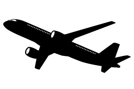 sillhouette black plane isolated on white backgroundのイラスト素材