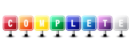 Complete sign colorful on white background. vector illustrationのイラスト素材