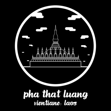 circle icon line Pha That Luang. vector illustrationのイラスト素材
