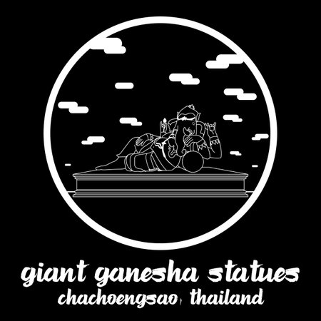 circle icon line giant ganesha stute. vector illustrationのイラスト素材