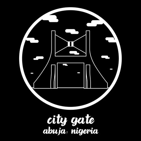 circle icon line City Gate of nigeria. vector illustrationのイラスト素材