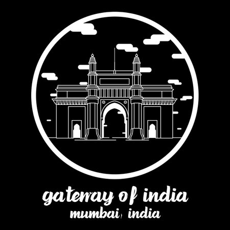circle icon line Gateway of India. vector illustrationのイラスト素材