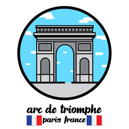 Circle Icon arc de triomphe. vector illustrationのイラスト素材