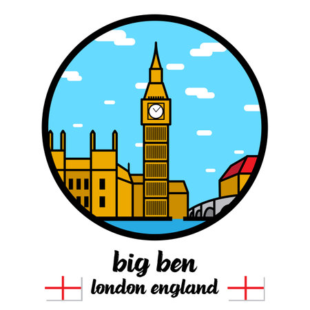 Circle Icon big ben. vector illustrationのイラスト素材
