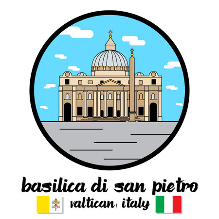 Circle icon Basilica di San Pietro. vector illustrationのイラスト素材