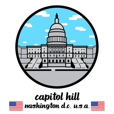 Circle Icon Capitol hill. vector illustrationのイラスト素材