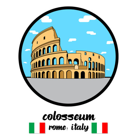 Circle icon colosseum. vector illustrationのイラスト素材