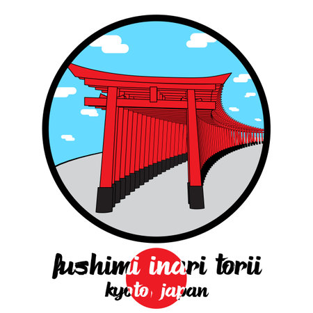 Circle icon Fushimi Inari Torii . vector illustrationのイラスト素材