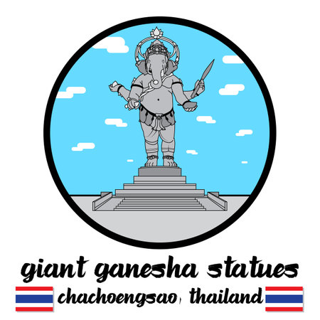 circle icon giant ganesha stute. vector illustrationのイラスト素材