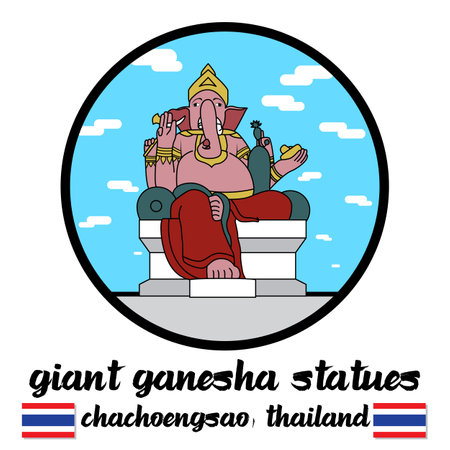 circle icon giant ganesha stute. vector illustrationのイラスト素材