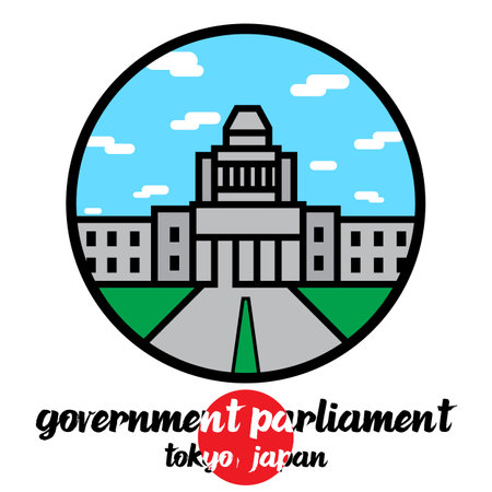Circle icon Government parliament of Japan. vector illustrationのイラスト素材